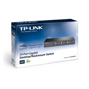 Switch TP-Link TL-SG1024D/ 24-port Gigabit Desktop/Rachmount Switch/ 24 10/100/1000M RJ45 ports/ 13-inch rack-mountable steel case/ 5Y