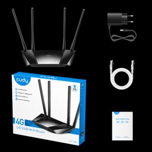 Cudy 4G LTE Cat4 N300 WiFi Router, indoor LT400