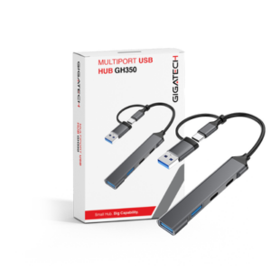 USB hub Gigatech GH350, multiport  2 x USB-A (2.0), 2 x tip-C