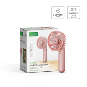 Prijenosni ventilator Green Tech, 1.1W, pink, sa USB punjenjem