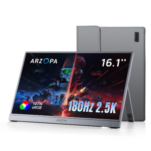 Prenosni monitor ARZOPA 16.1 /  180Hz 2.5K Portable Monitor, 2560x1440 QHD/  Kickstand Portable Gaming Monitor with HDR, Ultra Slim, Eye Care, External Second Screen for Laptop, PC, PS5, Mac, Xbox-Z3FC