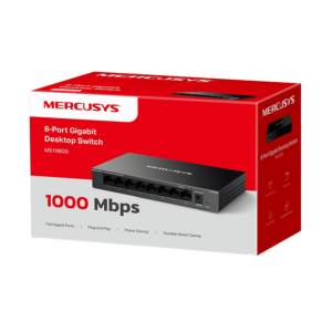 Gigabit Desktop Switch Mercusys MS108GS 8-Port Gigabit Desktop Switch, 8× Gigabit Ports, Desktop Steel Case, Wall Mounting, Plug and Play, Power Saving, Compact design, Green Ethernet technology, Silent